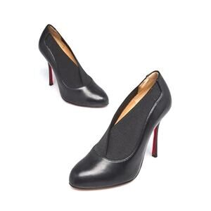 Christian Louboutin Toot Couverte 100 Black Elasticized Leather Booties EU 36.5